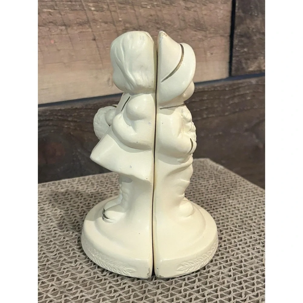 Bookends‎ 1940s Coventry Ware boy & girl ivory gold details 5